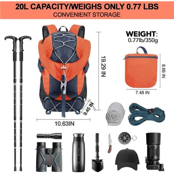 20L Ultra Lightweight Waterproof Hiking Backpack Small Outdoor Foldable main image 5